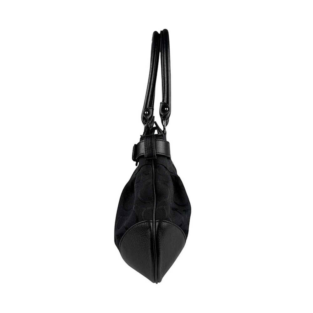 Salvatore Ferragamo leather black Gancini canvas shoulder bag Black